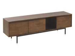 Mueble TV 3 puertas de madera maciza de mango y base metálica