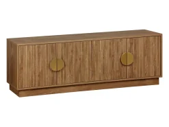 Mueble tv 4 puertas efecto madera de mango exótico, 140cm efecto