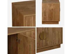 Mueble tv 4 puertas efecto madera de mango exótico, 140cm efecto