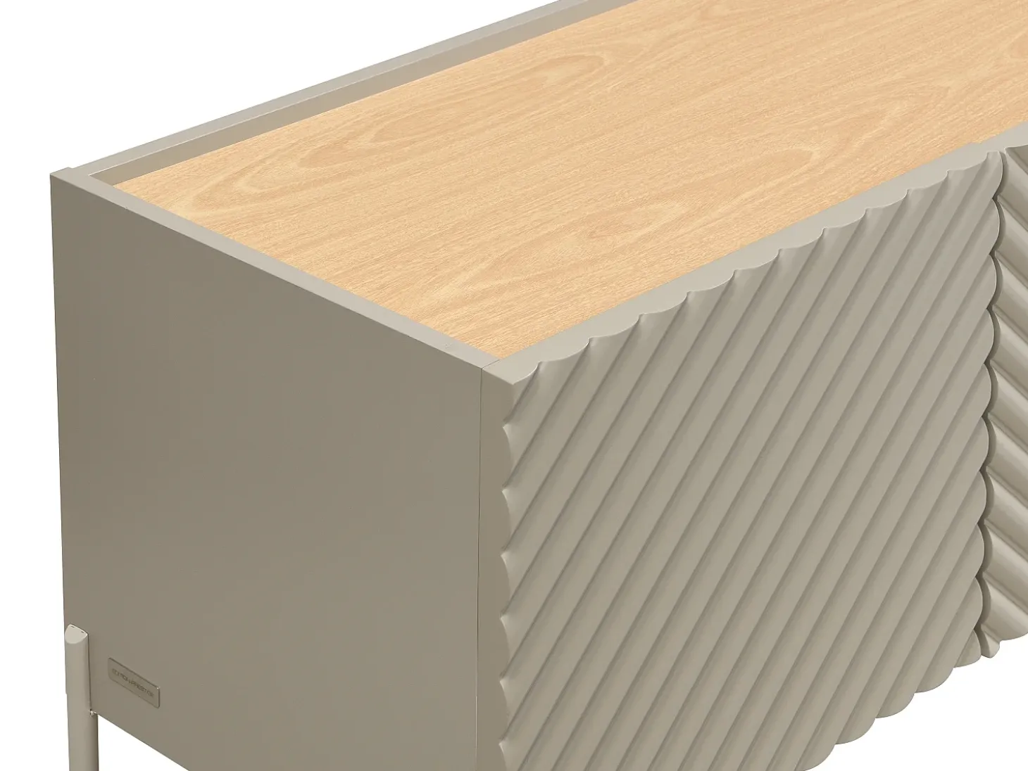 Mueble TV 3 puertas y 2 huecos con LEDs en MDF - Beige y natural claro - TASIBA