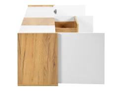 Mueble TV - se puede colgar en la pared o colocar en el suelo - Paneles de partículas - blanco y natural