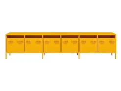 Mueble TV acero laminado en frío amarillo mostaza 202x39x43,5cm
