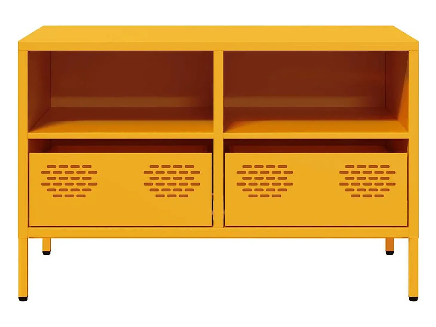Mueble TV acero laminado en frío amarillo mostaza 68x39x43,5 cm