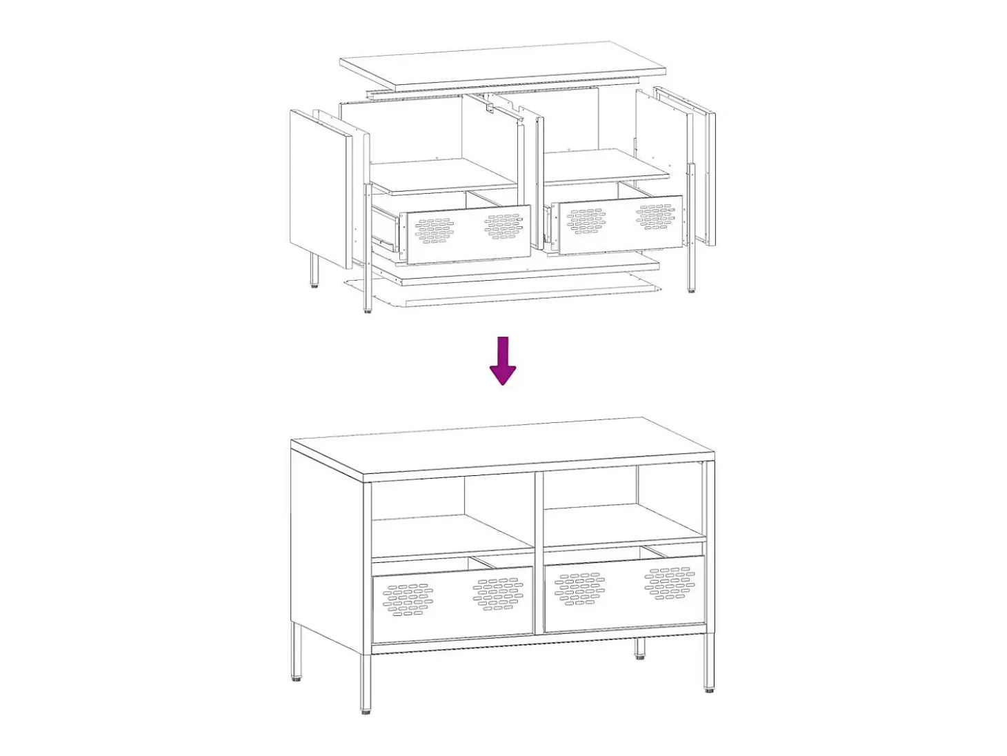 Mueble TV acero laminado en frío amarillo mostaza 68x39x43,5 cm