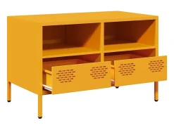 Mueble TV acero laminado en frío amarillo mostaza 68x39x43,5 cm