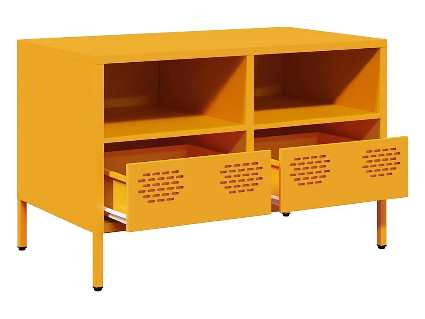 Mueble TV acero laminado en frío amarillo mostaza 68x39x43,5 cm