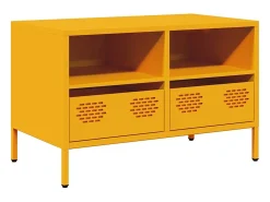Mueble TV acero laminado en frío amarillo mostaza 68x39x43,5 cm