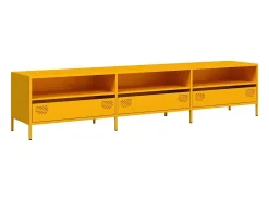 Mueble TV acero laminado en frío amarillo mostaza 202x39x43,5cm