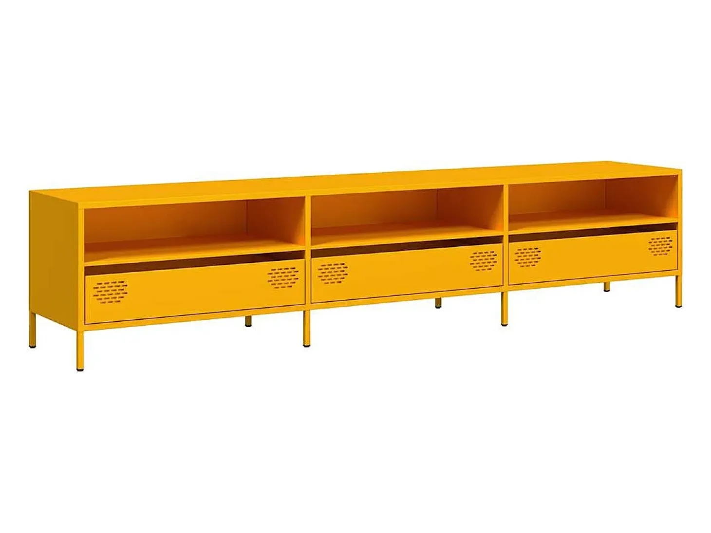 Mueble TV acero laminado en frío amarillo mostaza 202x39x43,5cm