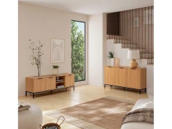 Mueble Tv Auri 3 puertas color Roble