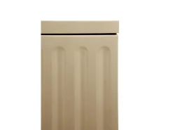Mueble tv beig con ranuras acanaladas en puertas y laterales