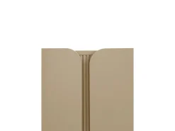 Mueble tv beige con cantos redondos en las esquinas de puertas