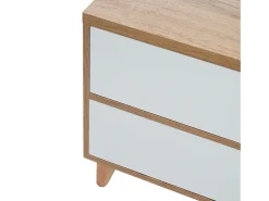 Mueble TV blanco y madera con 5 puertas, 175x37x51 cm, MDF