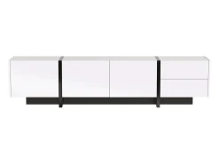 Mueble TV blanco y moderno 190x35x45 cm 3 puertas y 2 cajones