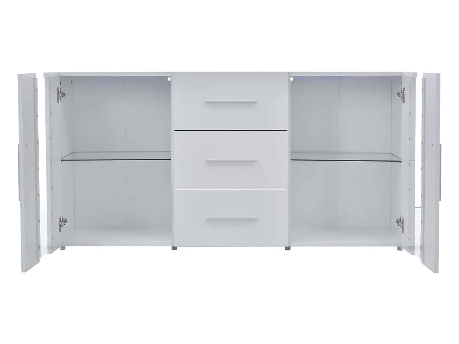 Mueble TV Buffet 140x35x70 cm con 2 cajones, 2 estantes y LED de 16 colores - MDF - Blanco