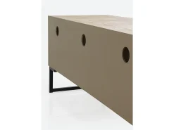 Mueble TV chapado con madera de fresno con frontis de madera reciclada