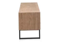 Mueble TV chapado con madera de fresno con frontis de madera reciclada