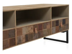 Mueble TV chapado con madera de fresno con frontis de madera reciclada