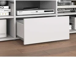 Mueble TV Chronos con 2 puertas y 1 cajón blanco brillo y roble 155x40x51 cm