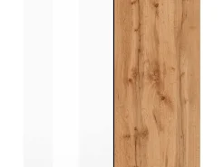 Mueble TV Chronos con 2 puertas y 1 cajón blanco brillo y roble 155x40x51 cm