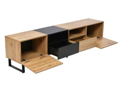 Mueble TV 190cm - 2 puertas + 2 cajones + 2 compartimentos - estilo industrial - Natural