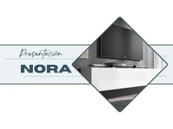 Mueble TV colgante para Salón comedor en Blanco 160x40x30cm Nora H2