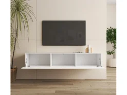 Mueble TV colgante para Salón comedor en Blanco 160x40x30cm Nora H2