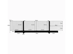 Mueble TV con 2 cajones y 3 puertas - 190 x 35 x 45 cm - Madera MDF y tableros de partículas - Blanco + negro