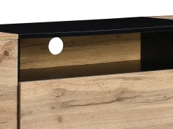 Mueble TV con 2 puertas, 1 cajón y 1 estante - Natural y Negro - CEMILINA