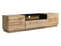 Mueble TV con 2 puertas, 1 cajón y 1 estante - Natural y Negro - CEMILINA