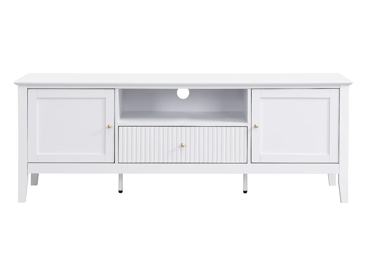 Mueble TV con 2 puertas, 1 cajón y 1 estante de MDF - Blanco - NARIVA
