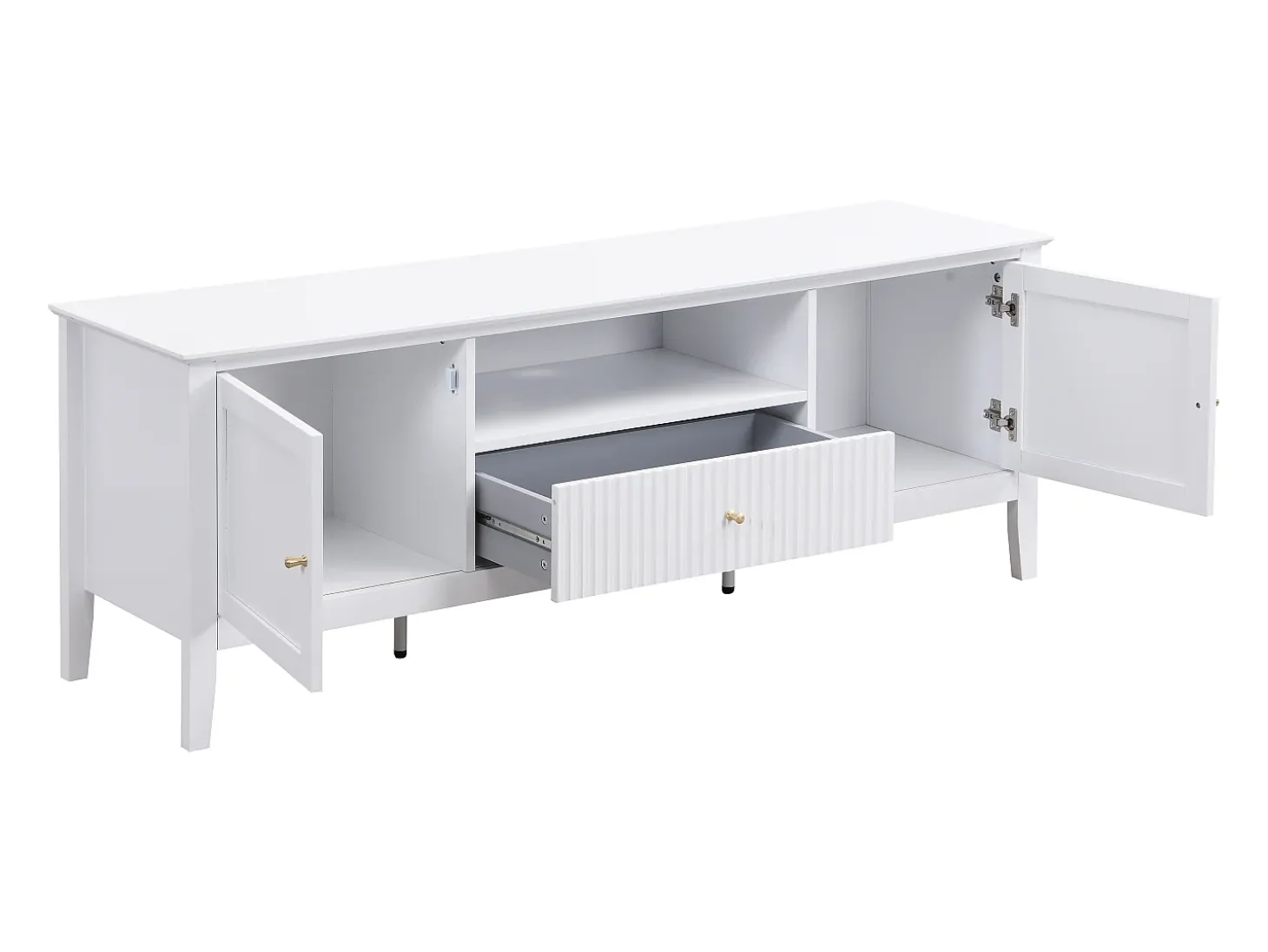 Mueble TV con 2 puertas, 1 cajón y 1 estante de MDF - Blanco - NARIVA