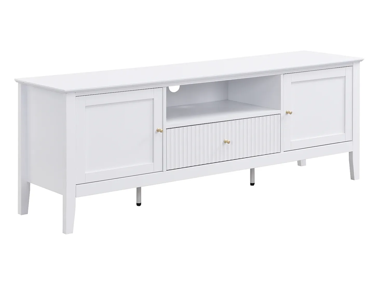 Mueble TV con 2 puertas, 1 cajón y 1 estante de MDF - Blanco - NARIVA