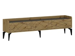 Mueble TV con 3 puertas - Natural y antracita - MONALIA