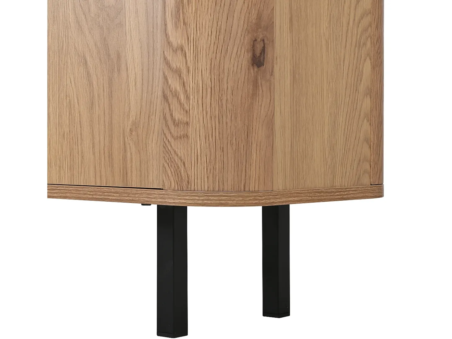 Mueble TV con 4 puertas, 190 x 35 x 45 cm - Tapa negra - Color madera clara