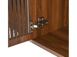 Mueble TV con 4 puertas, 190 x 35 x 45 cm - Tapa negra - Color madera oscura