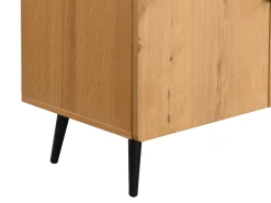 Mueble TV con 4 puertas chapado en roble y acero - Natural claro y Negro - SINOLO