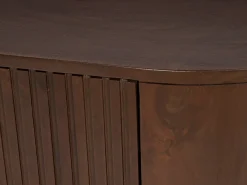 Mueble TV con 2 puertas de madera de mango y metal - Natural y dorado - NEVILI