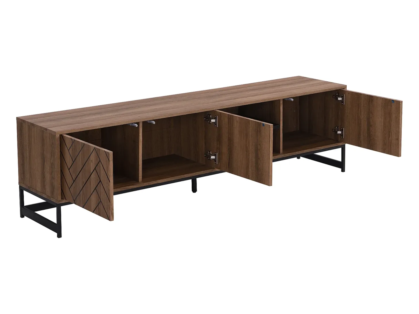 Mueble TV con 3 puertas y 2 estantes de MDF - Natural y negro - CARATANA