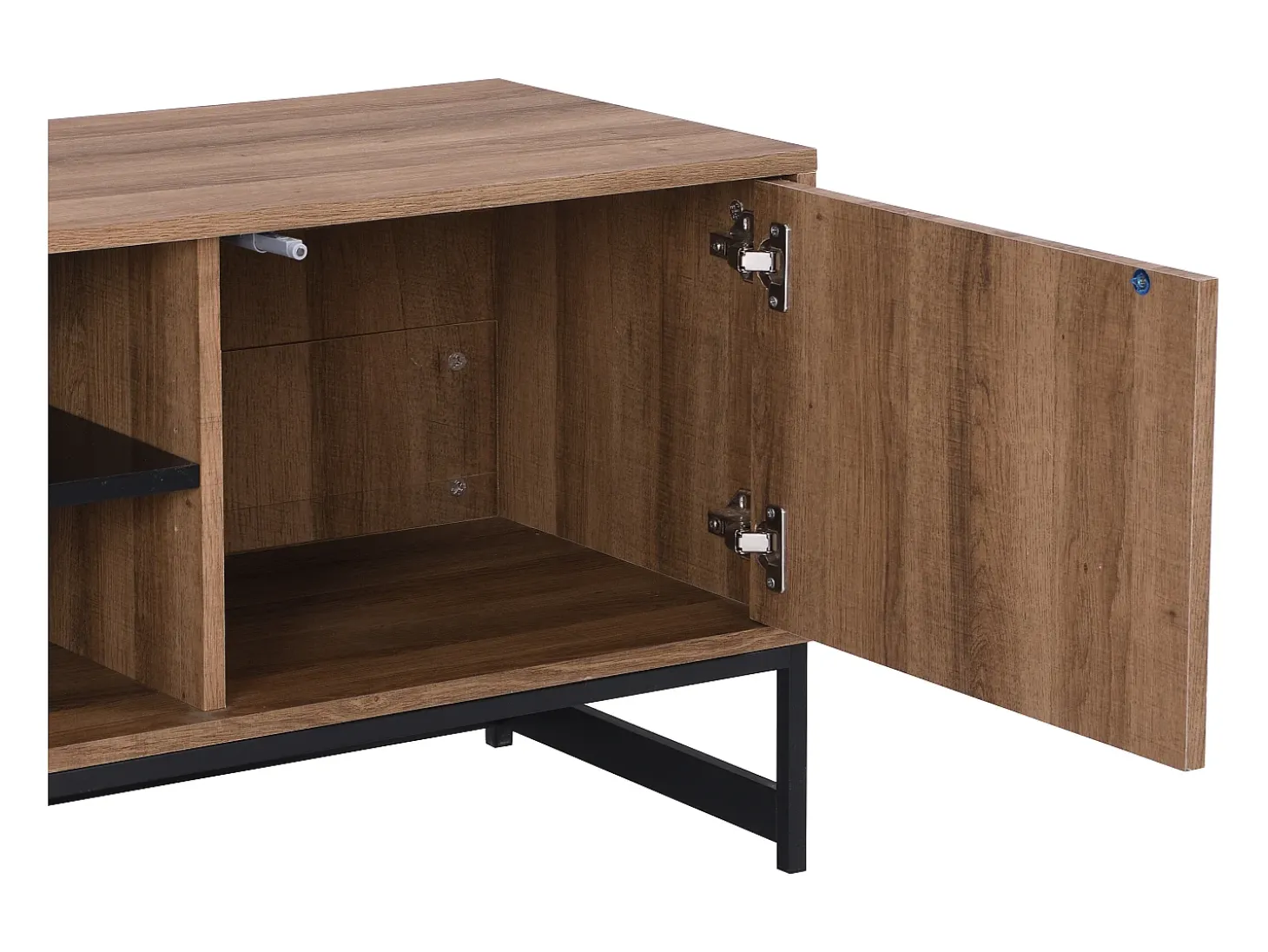Mueble TV con 3 puertas y 2 estantes de MDF - Natural y negro - CARATANA