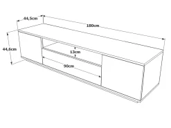 Mueble TV con 3 puertas y 1 hueco - Blanco y natural - LOTULA