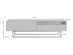 Mueble TV con compartimento abierto - 175 cm - negro con patas de metal dorado - VELDIO