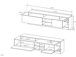 Mueble TV con compartimentos - Color natural y antracita - IDESIA