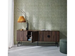 Mueble tv con efecto madera, 160cm madera oscura