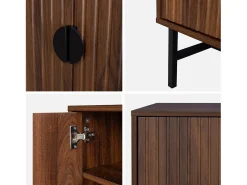 Mueble tv con efecto madera, 160cm madera oscura