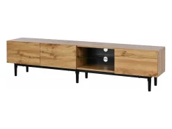 Mueble TV con LED 175cm - 3 puertas + 2 estantes - estilo industrial - Natural