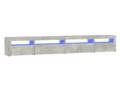 Mueble TV con luces LED gris hormigón 270x35x40 cm YOE49012