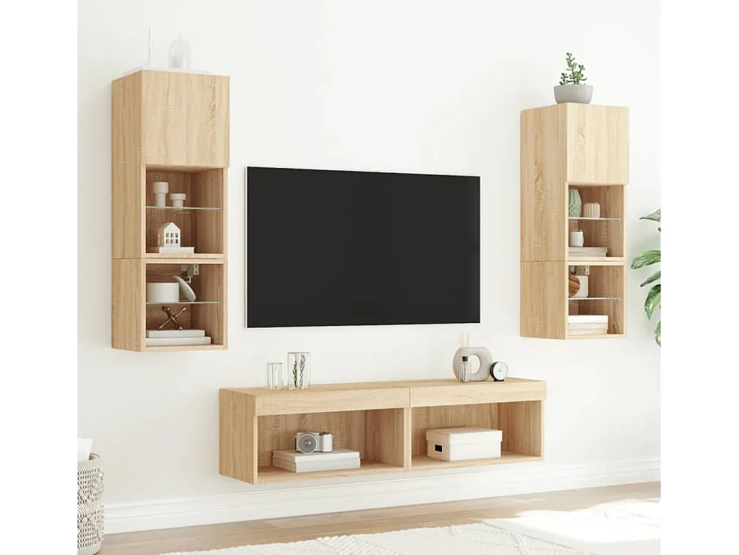 Mueble TV con luces LED roble Sonoma 60x30x30 cm YOE68173