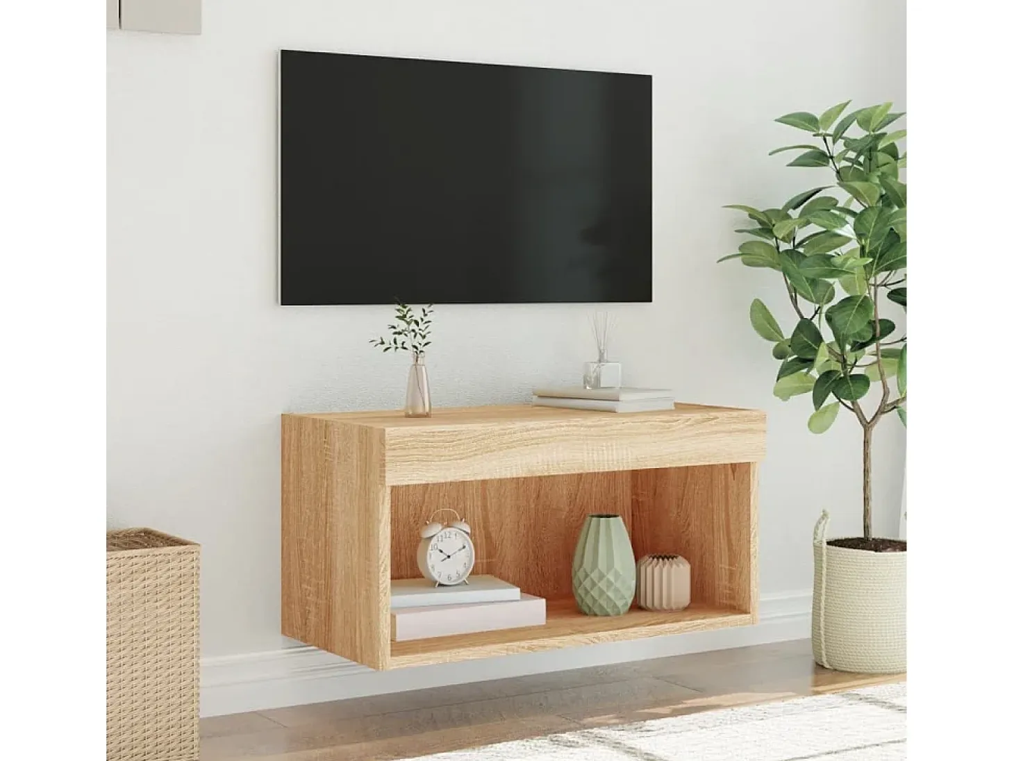 Mueble TV con luces LED roble Sonoma 60x30x30 cm YOE68173