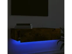 Mueble TV con luces LED roble ahumado 60x35x15,5 cm YOE34775